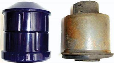 Comparison between SuperPro bushing (left) and OEM version (right) Comparison between SuperPro bushing (left) and OEM version (right)